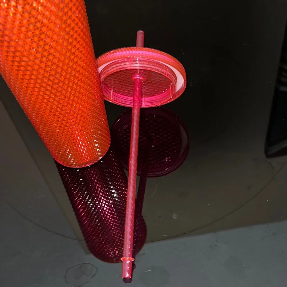 Starbucks Hot Neon Pink Studded Tumbler Venti 24oz Bling Cold Cup 2019
